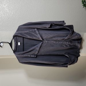 Poetry Charcoal Zip-Front Draped Collar Jacket